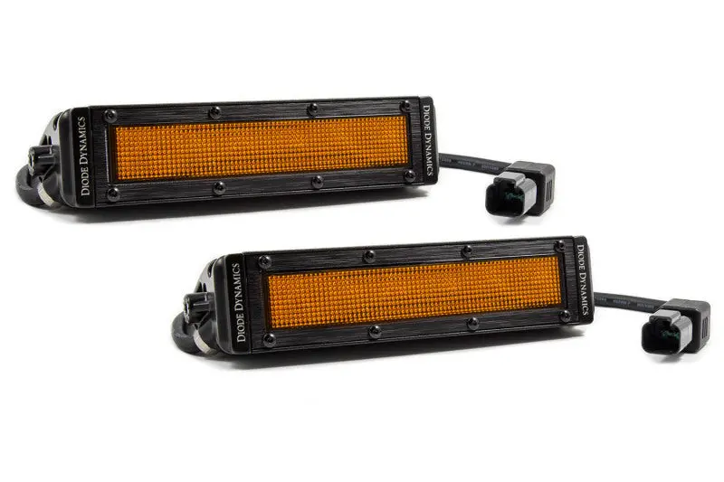 Diode Dynamics 6 In Led Light Bar - Amber Flood Stealth (Pair) 1