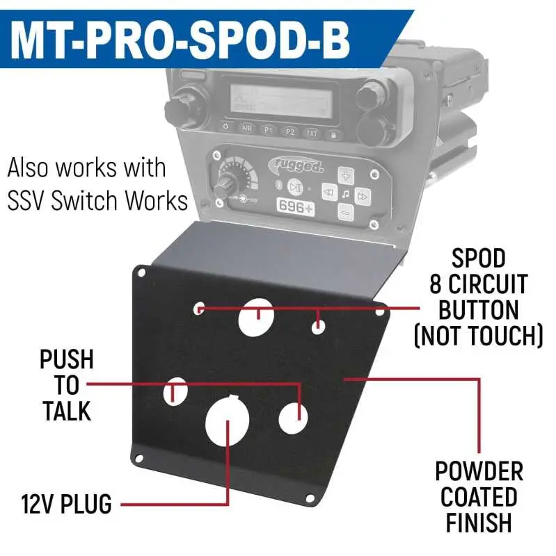 Rugged Radios Polaris Rzr Pro Xp/Turbo R/Pro R Dash Mount - Jack Mount 1