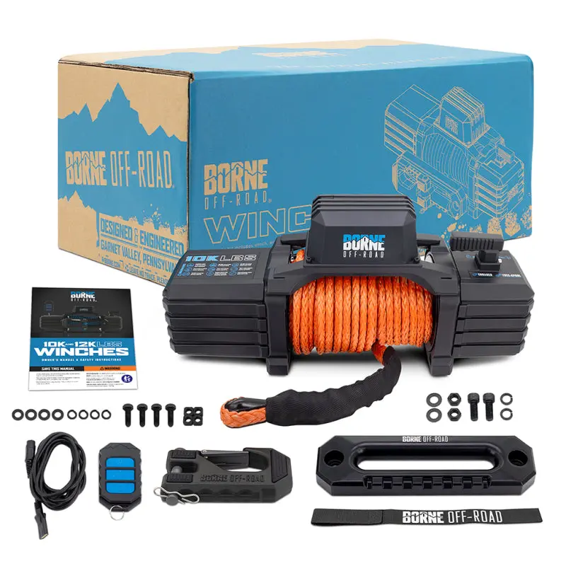 Borne Off-Road 10K Winch - Orange Synthetic Rope 1