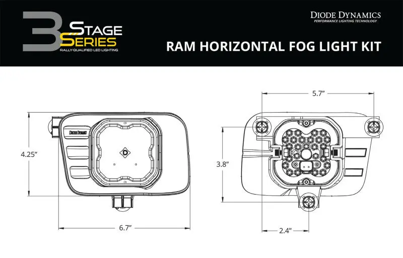Diode Dynamics Ss3 Pro Type Ram Horiz Kit Abl - Yellow Sae Fog 2