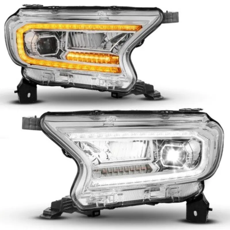 Anzo 19-23 Ford Ranger (Factory Halogen Models) Full Led Proj Headlights Drl/Seqsig Chrome - Pair 1