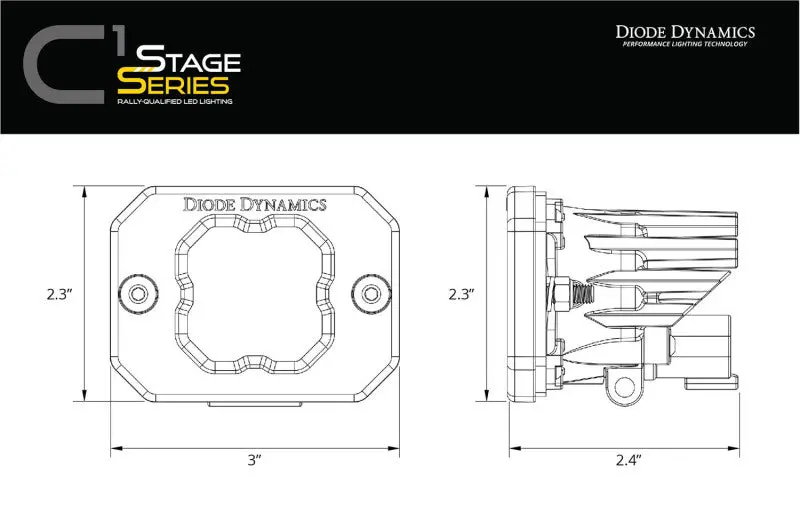 Diode Dynamics Stage Series C1 Led Pod - Yellow Sae Fog Flush Abl Each 2