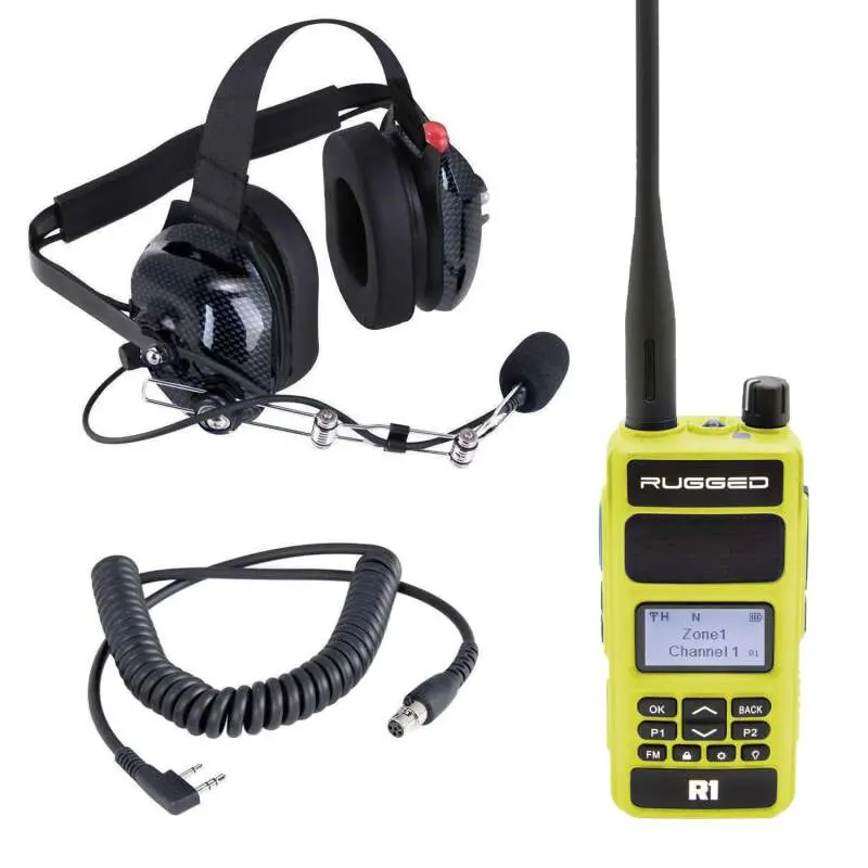 Rugged Radios Crew Chief - H42 Spotter Headset And Rugged Handheld Radio Package - Safety Yellow 1