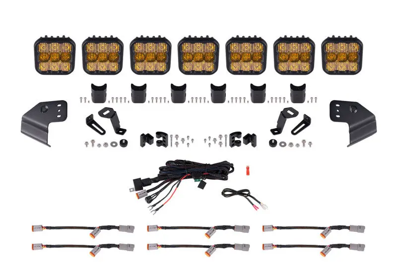 Diode Dynamics Bronco Ss5 Sport Crosslink Windshield - Yellow Combo Lightbar Kit 1