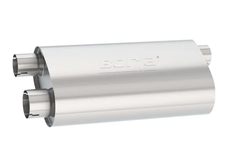 Borla Transverse Flow Notched Muffler - Oval Single Inlet/Dual Outlet 2.5In 19In X 10.5In X 5.5In 1