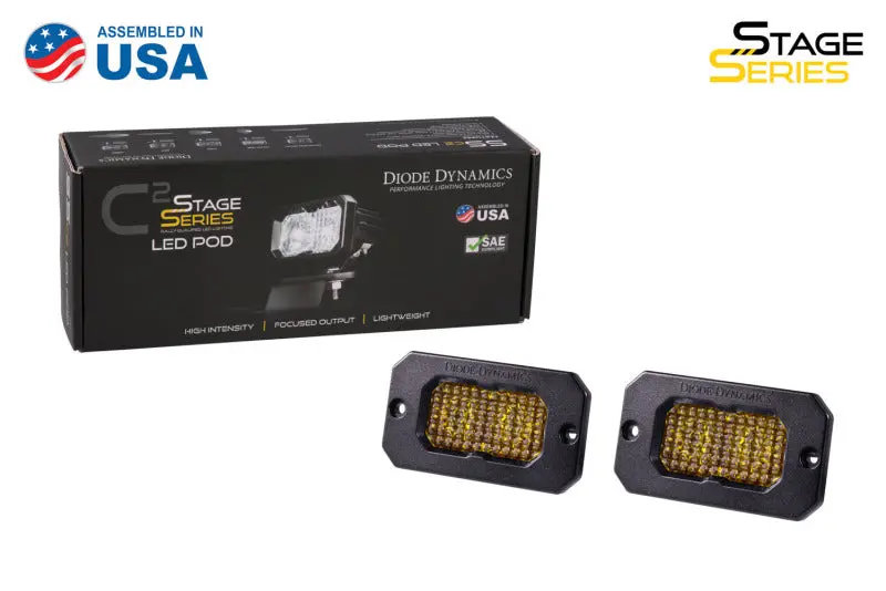 Diode Dynamics Stage Series 2In Led Pod Pro - Yellow Combo Flush Abl (Pair) 2