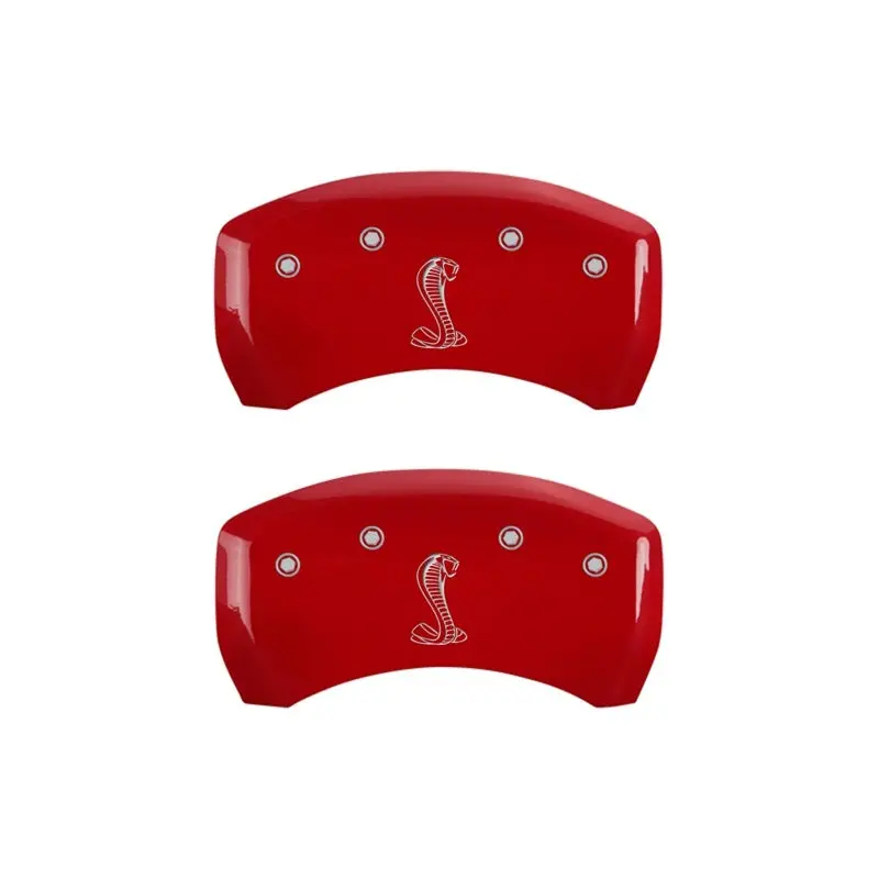Mgp Rear Set 2 Caliper Covers Engraved Rear Snake Red Finish Silver Ch 1