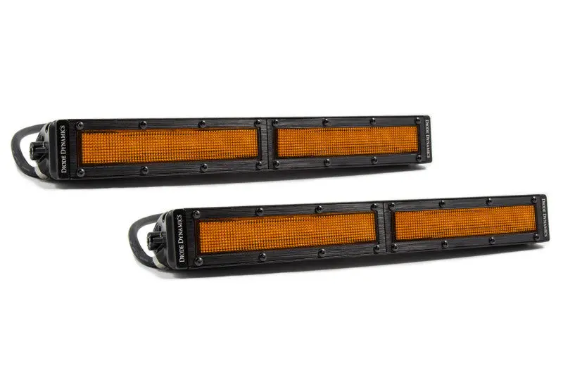 Diode Dynamics 12 In Led Light Bar Single Row Straight - Amber Flood (Pair) Stage Series 1