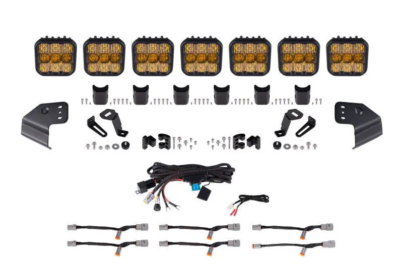 Diode Dynamics Bronco Ss5 Pro Crosslink Windshield - Yellow Combo Lightbar Kit 1