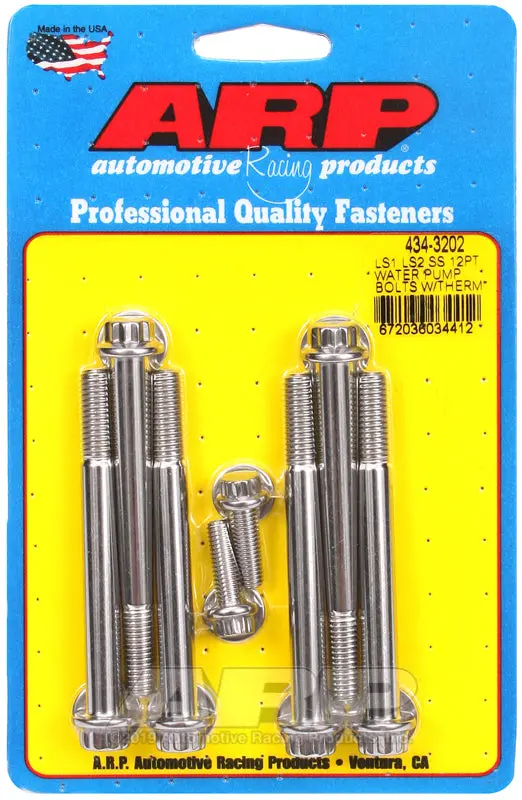 Arp Ls1 Ls2 Ss 12Pt Water Pump Bolts W/Thermostat Housing Bolts Kit 1