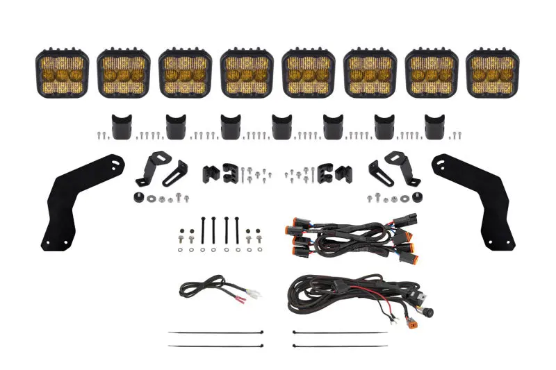 Diode Dynamics 17-24 Can-Am Maverick X3 Ss5 Sport Crosslink Roof Lightbar Kit - Yellow Combo 1