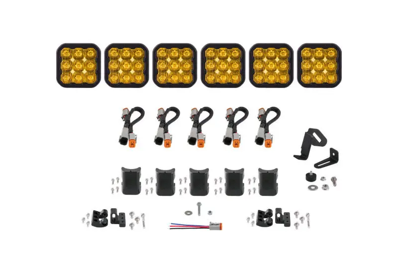 Diode Dynamics Ss5 Sport Universal Crosslink 6-Pod Lightbar - Yellow Driving 1