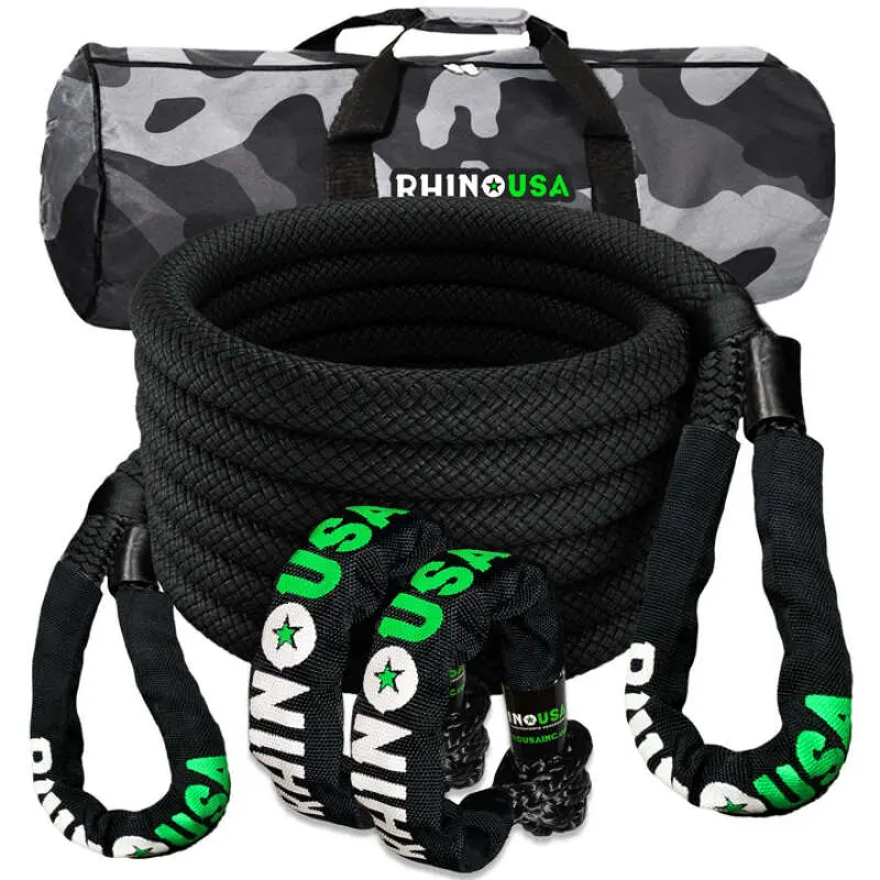 Rhino Usa 7/8In X 30Ft Kinetic Rope Recovery Kit W/Soft Shackles (Black) 1