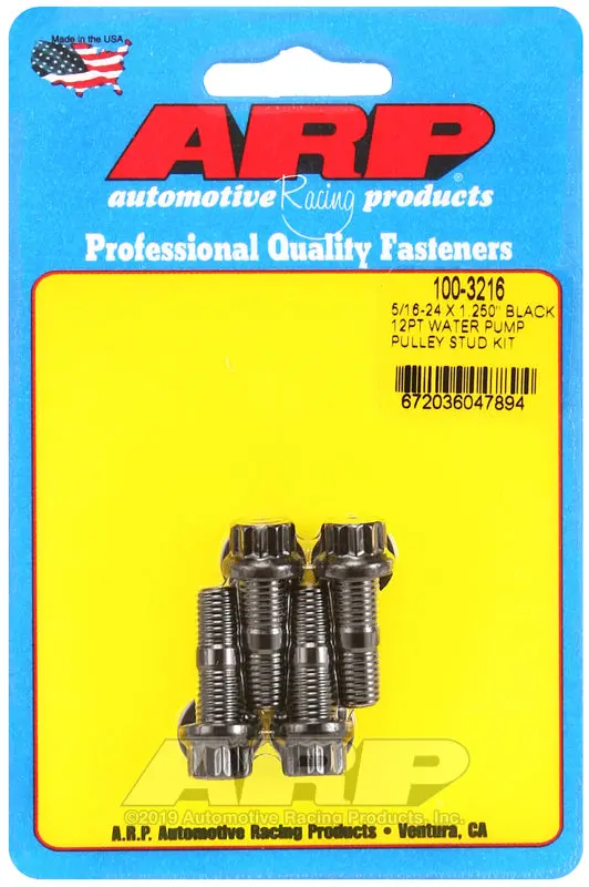 Arp 5/16-24 X 1.250 Black 12Pt Water Pump Pulley Stud Kit 1
