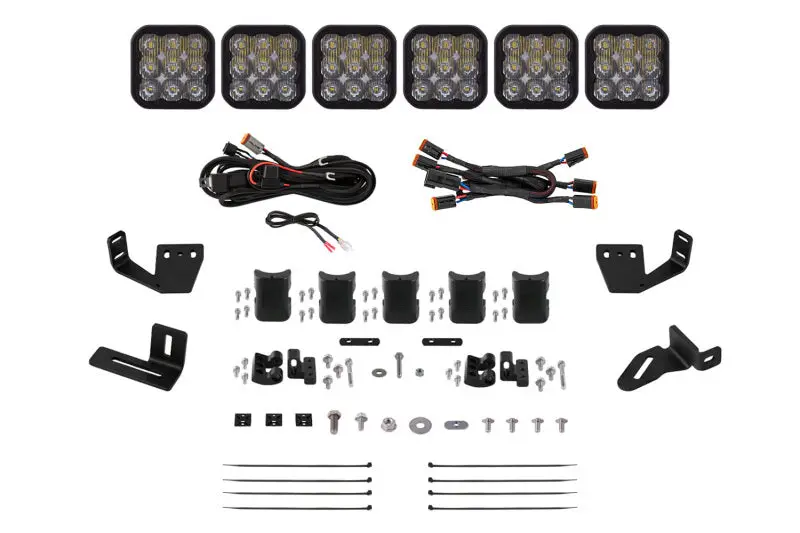 Diode Dynamics Prinsu/Sherpa Roof Racks- Ss5 6-Pod Crosslink Mounting Kit - Pro White Driving 1