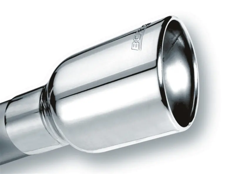 Borla Universal Polished Tip Single Round Rolled Angle-Cut W/Clamp (Inlet 2 1/2In. Outlet 4 X 4In) * 1