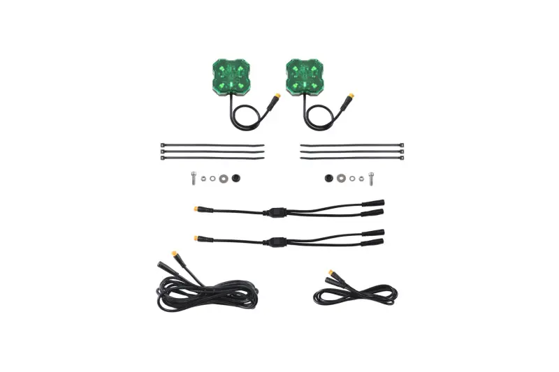 Diode Dynamics Stage Series Single Color Led Rock Light - Green M8 (2-Pack) 1