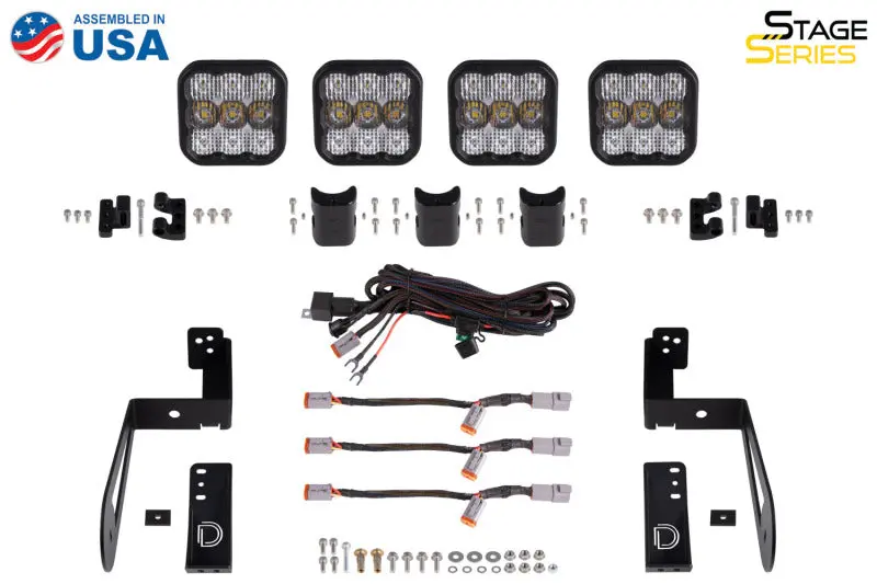 Diode Dynamics Jeep Jk Ss5 4-Pod Crosslink Grille Lightbar Kit Sport - Yellow Combo 2
