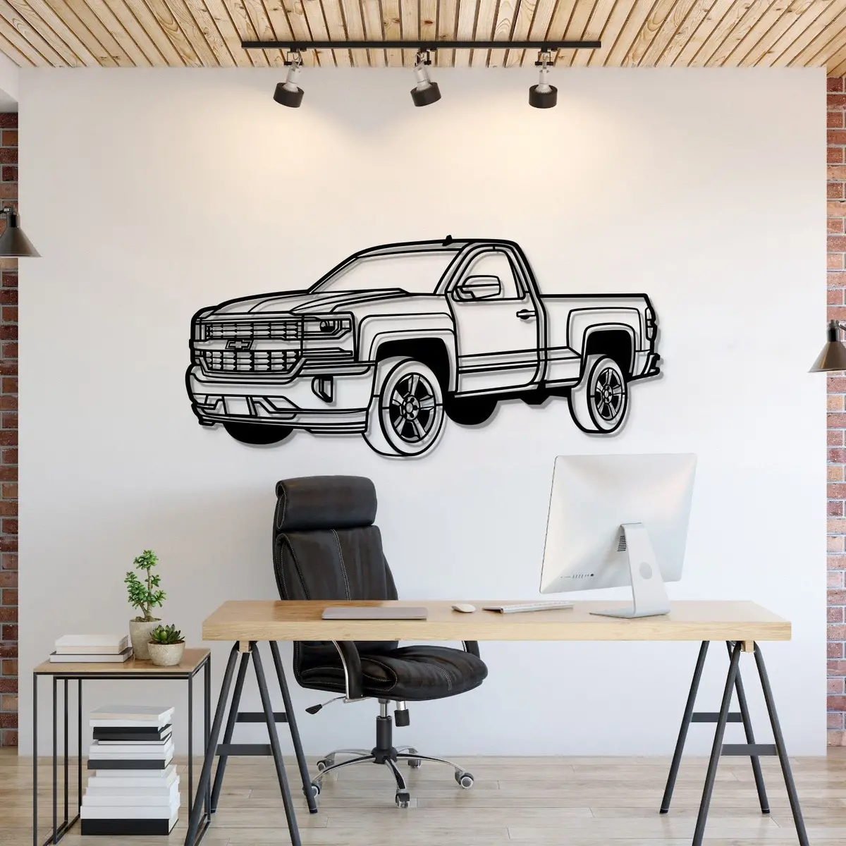 2016 Silverado 1500 Regular Cab Perspective Metal Car Wall Art - Mt1153 1