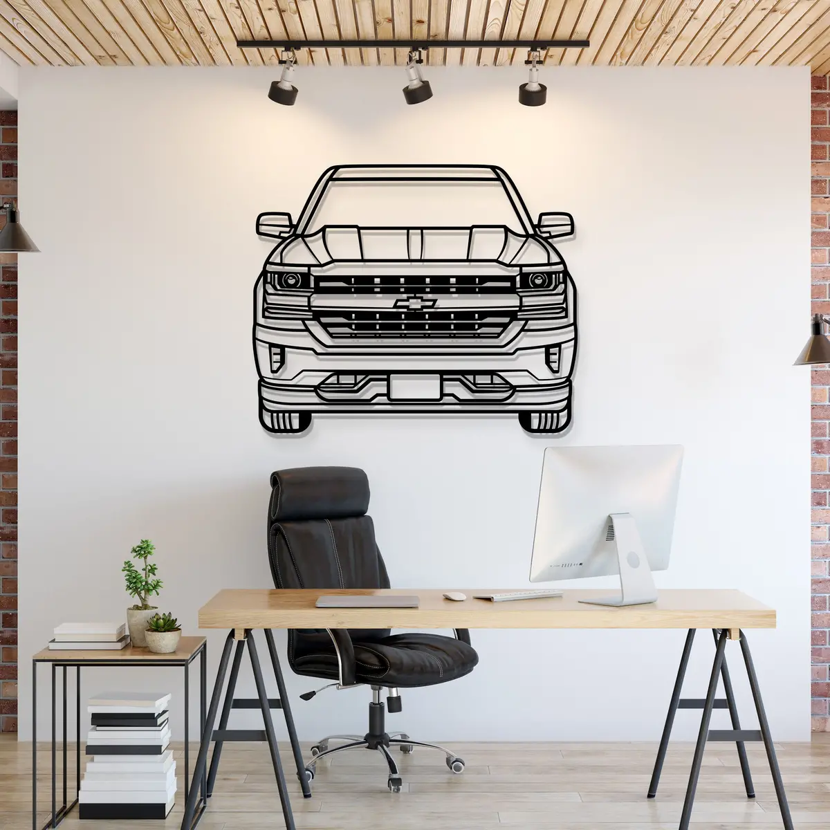2016 Silverado 1500 Z71 Front View Metal Car Wall Art - Mt1335 1