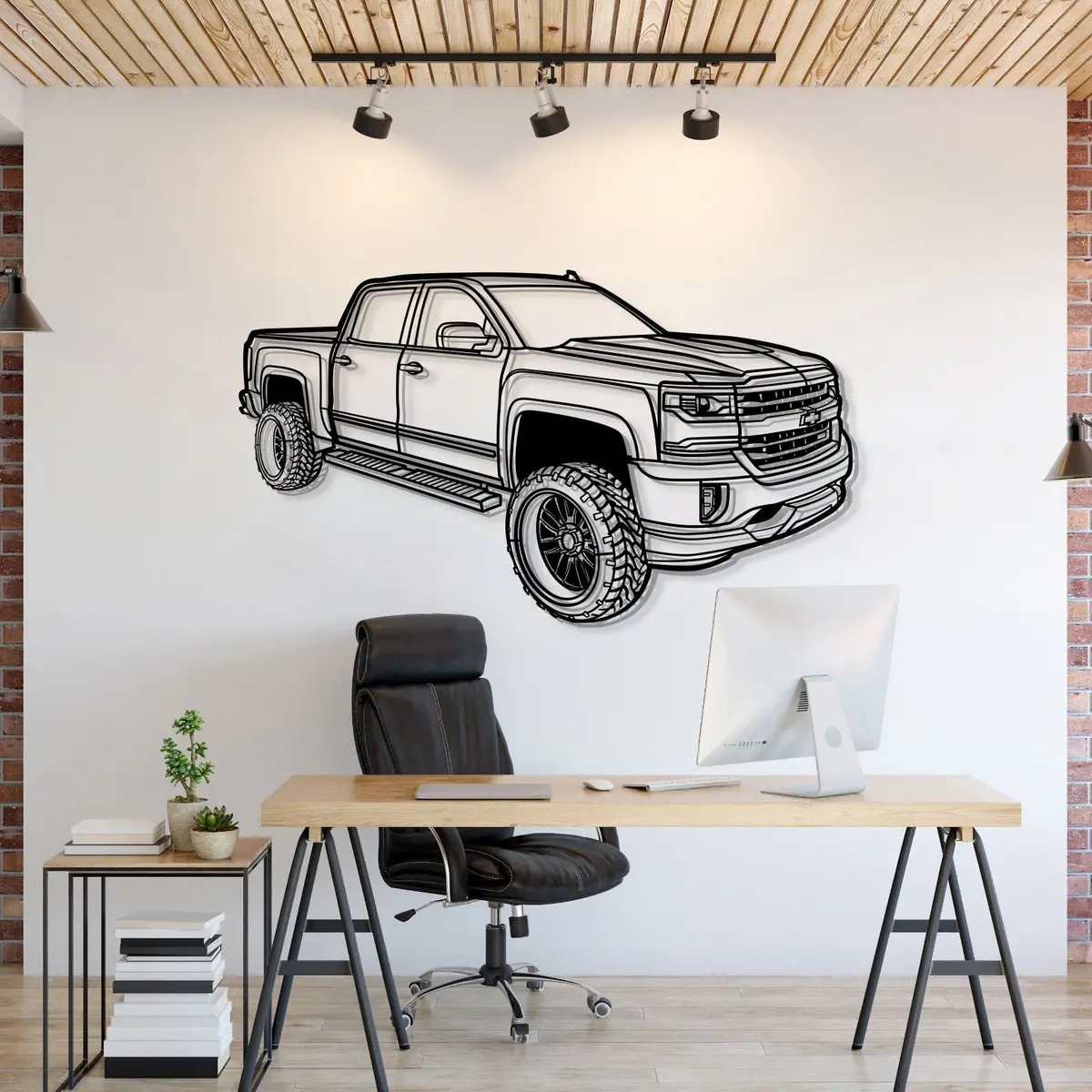 2018 Silverado 1500 Lt Perspective Metal Car Wall Art - Mt1258 1