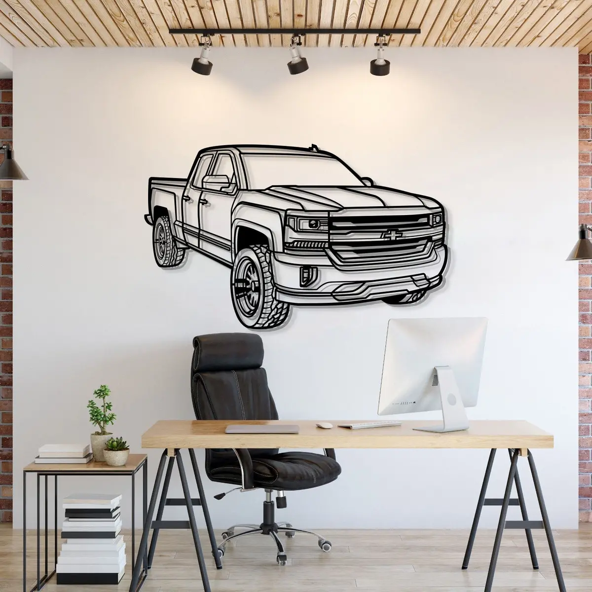 2018 Silverado 1500 Lt Perspective Metal Car Wall Art - Mt1257 1