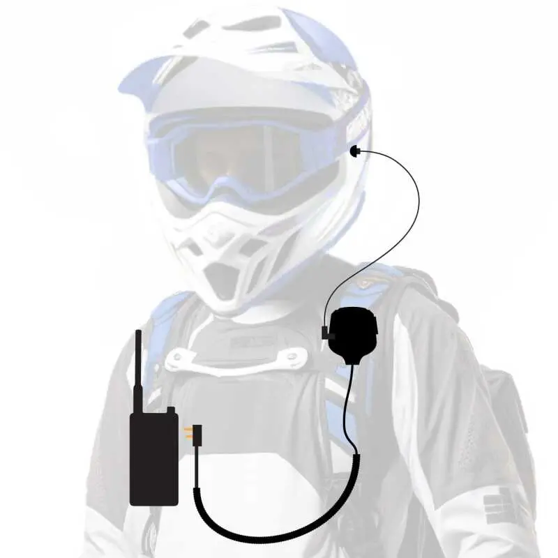 Rugged Radios Patrol Moto Kit - Ear Piece And Hand Mic With Gmr2 Plus - Gmrs Radio 1