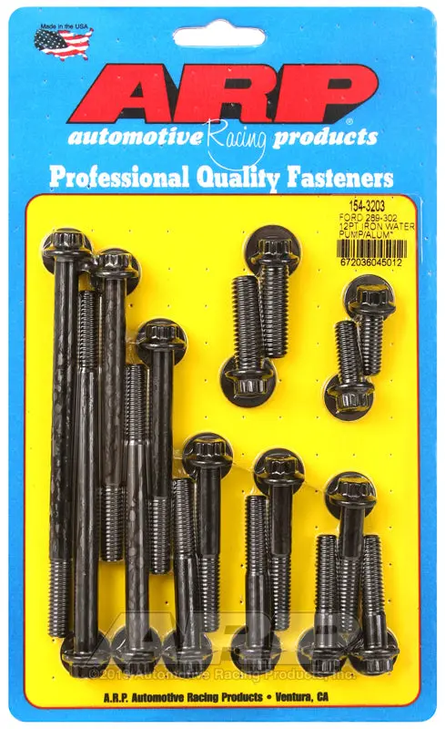 Arp Ford 289-302 12Pt Iron Water Pump And Front Cover Bolt Kit 1