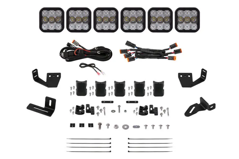 Diode Dynamics Prinsu/Sherpa Roof Racks Ss5 6-Pod Crosslink Mounting Kit - Sport White Combo 1