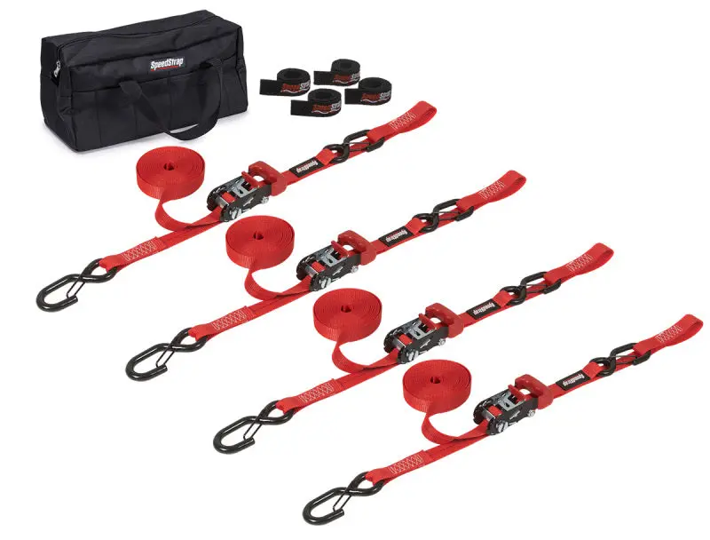 Speedstrap 1In Heavy Duty Motorcycle/Atv Tie-Down Kit - Red 1