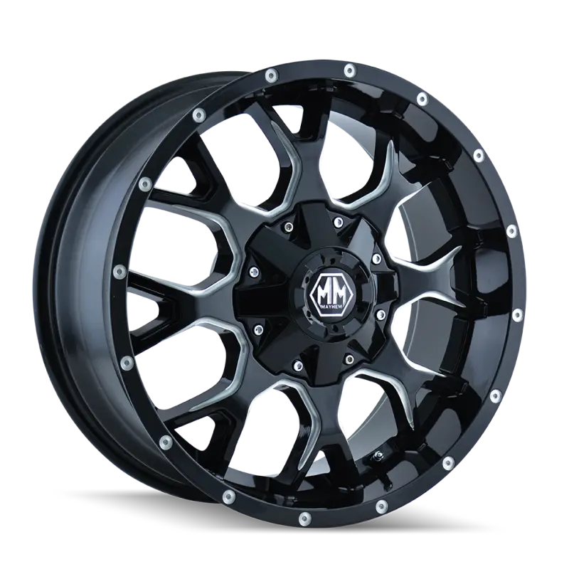 Mayhem 8015 Warrior Alloy Wheel – 17X9 Inches, 5X127Mm Bolt Pattern, +18Mm Offset, 87Mm Hub Bore, Black W/ Milled Spokes 1