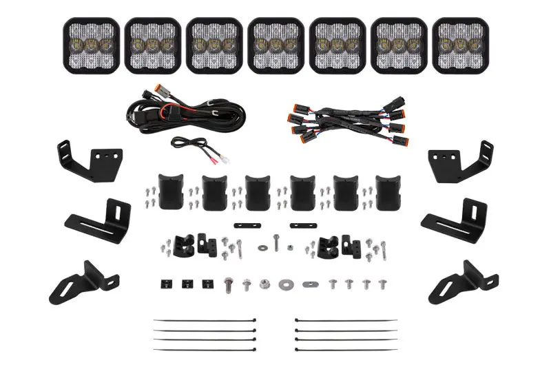 Diode Dynamics Prinsu/Sherpa Roof Racks- Ss5 7-Pod Crosslink Mounting Kit - Sport White Combo 1