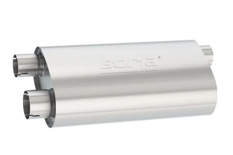 Borla Universal Pro-Xs Muffler Oval 3In Inlet/ 2.5In Dual Outlet Transverse Flow Notched Muffler 1