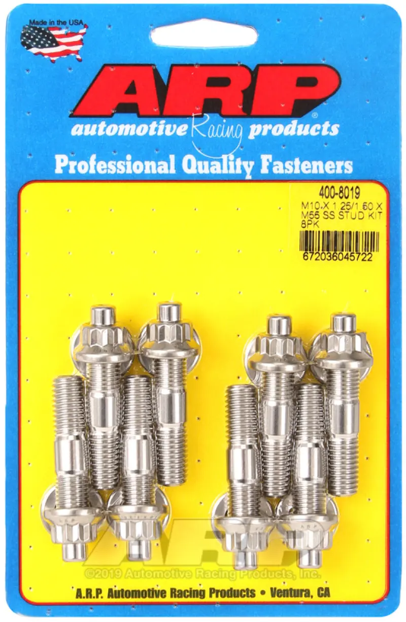 Arp M10 X 1.25/1.50 X M55 Stainless Steel Accessory Studs (8 Pack) 1