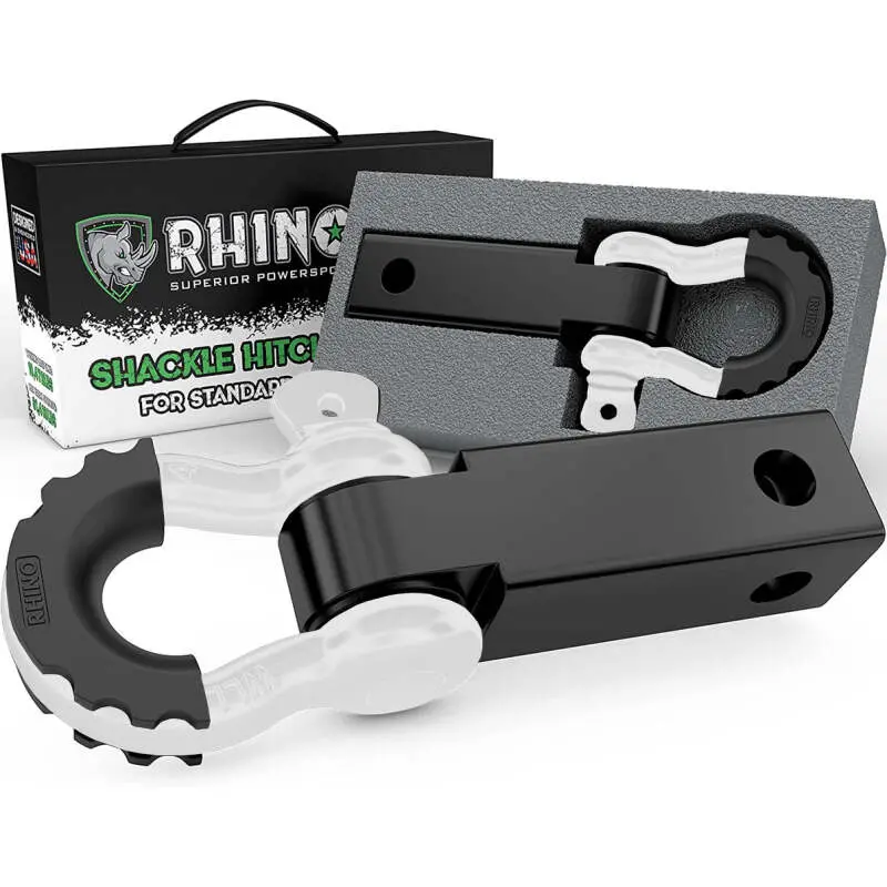 Rhino Usa Shackle Hitch Receiver W/ D-Ring (White) 1