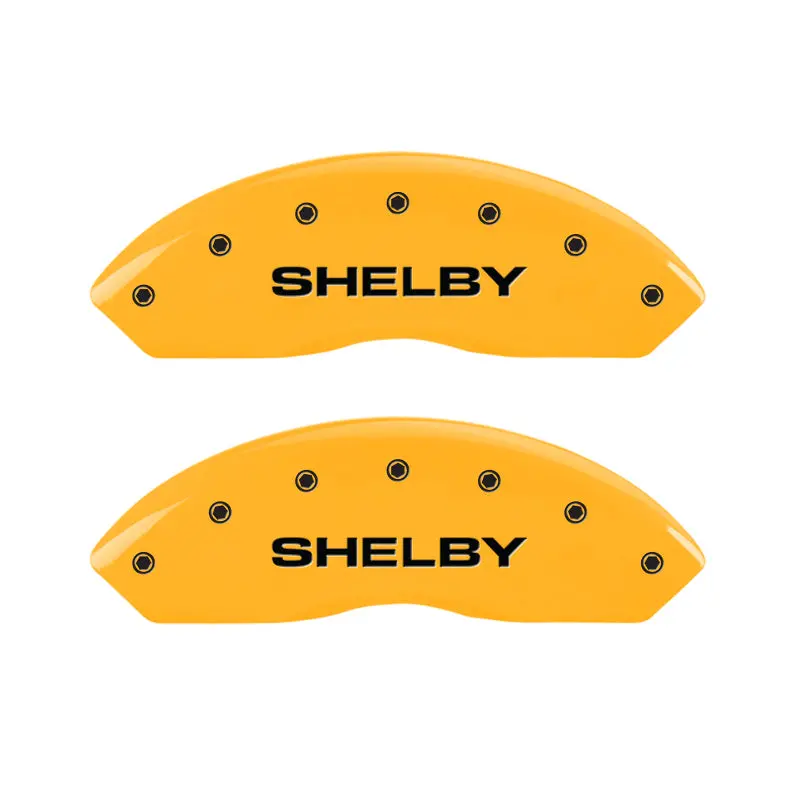 Mgp Shelby-Engraved Caliper Covers – Front & Rear, Tiffany Snake Yellow Finish On Black Background 1
