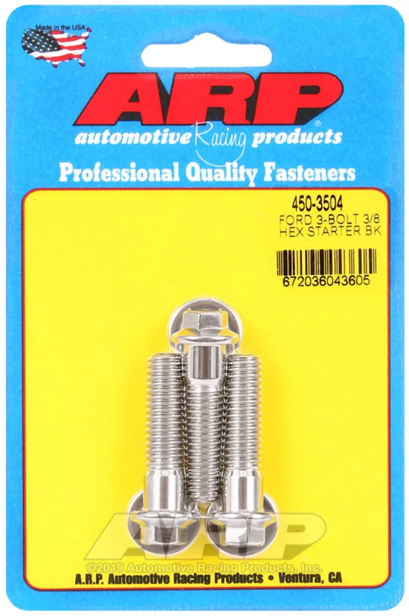Arp Ford Ss 3-Bolt Hex Starter Bolt Kit 1