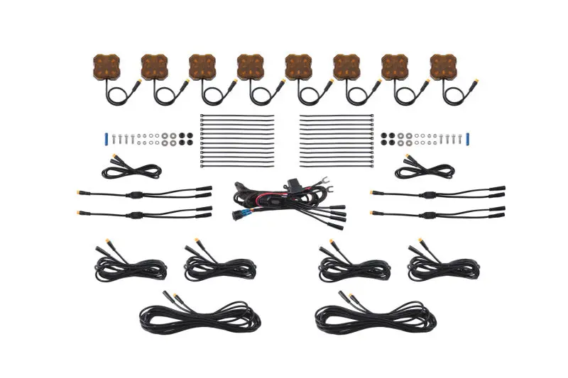 Diode Dynamics Stage Series Single Color Led Rock Light - Amber M8 (8-Pack) 1