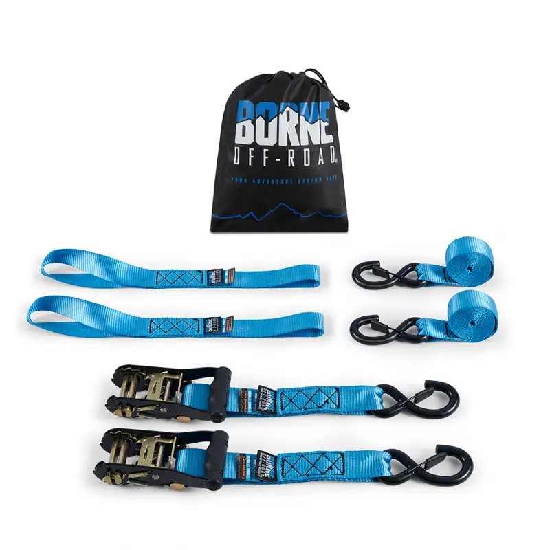 Borne Off-Road Heavy-Duty Ratchet Tie-Down Kit (2-Pack) - Blue 1