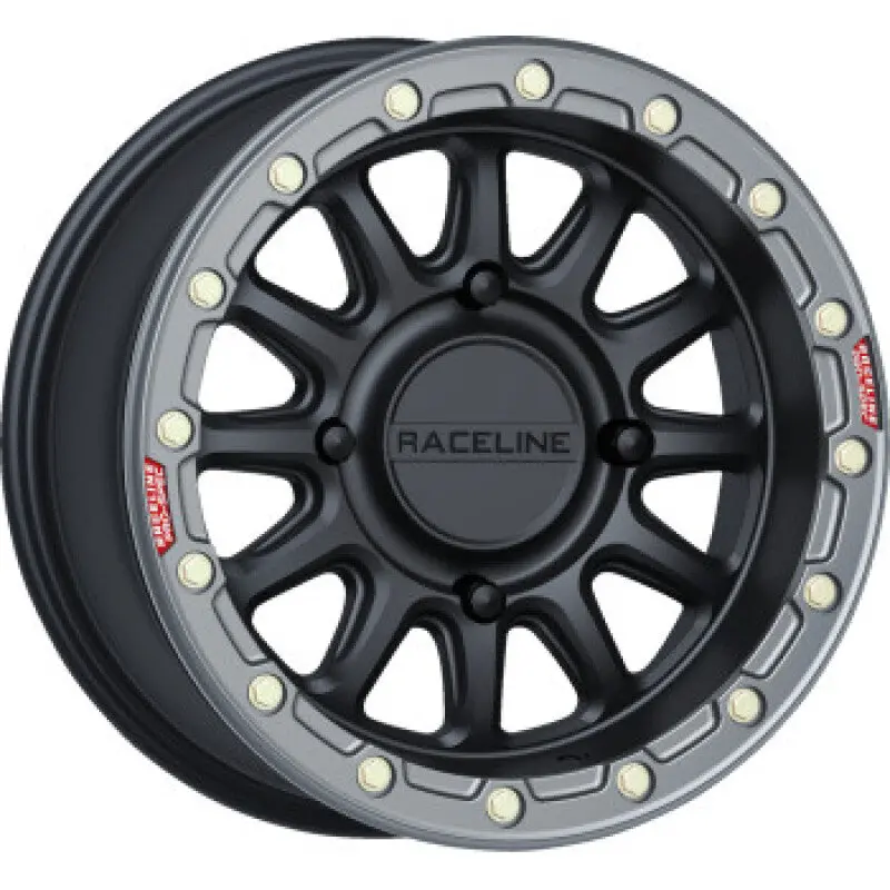 Raceline A14bg Alpha 15X7in/4X156 Bp/10Mm Offset/132.5Mm Bore - Black & Gunmetal Ring Beadlock Wheel 1