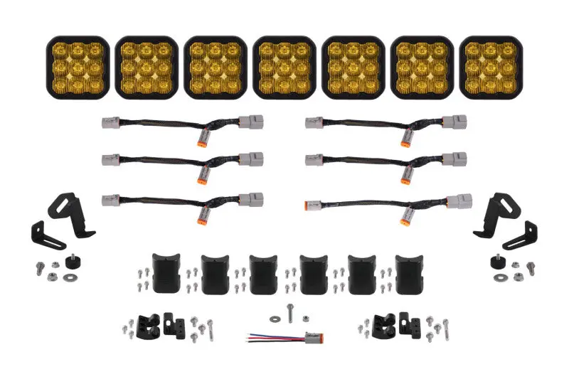 Diode Dynamics Ss5 Pro Universal Crosslink 7-Pod Lightbar - Yellow Driving 1