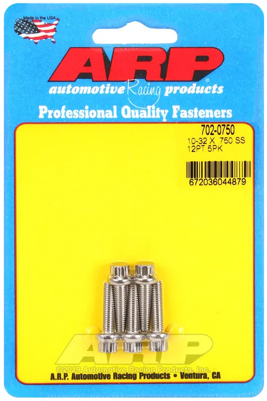 Arp 10-32 Rh Thread, 0.750 In 12 Point Ss 300 Bolts - Set Of 5 1
