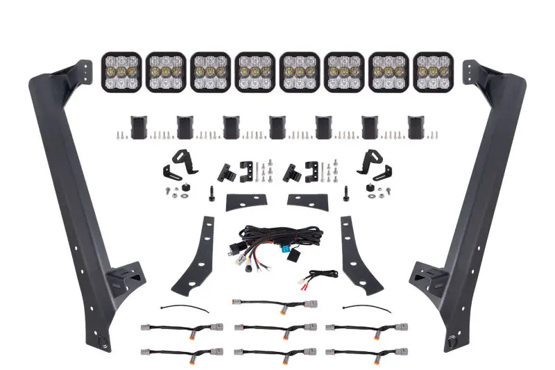 Diode Dynamics Jeep Jk Ss5 Pro Crosslink Windshield - White Combo Lightbar Kit 1