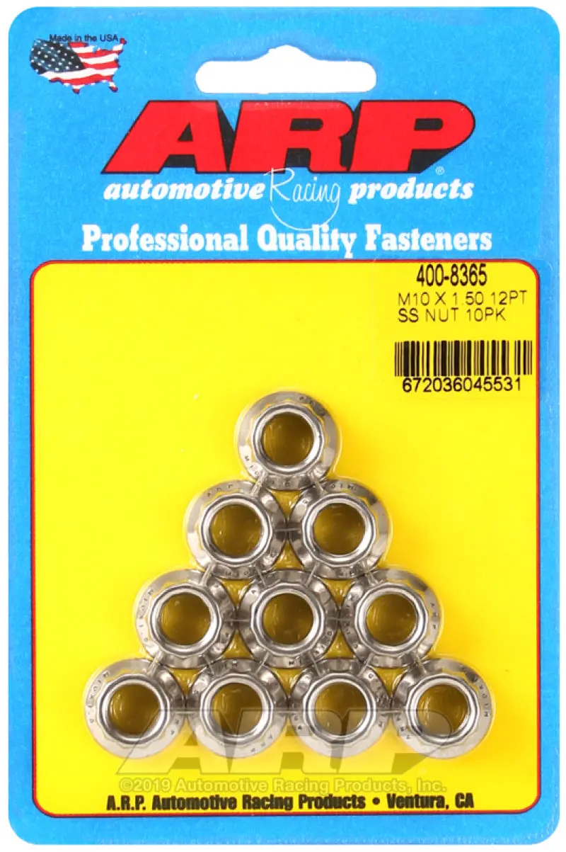 Arp M10 X 1.50 (M12 Wr) Ss 12Pt Nut Kit (Set Of 10) 1