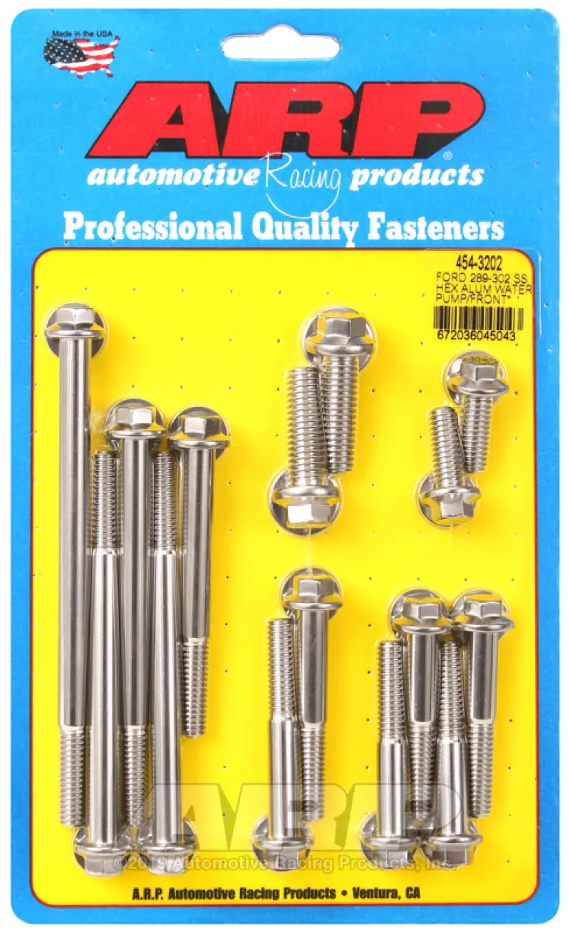 Arp Ford 289-302 Ss Hex Aluminum Water Pump And Front Cover Bolt Kit 1