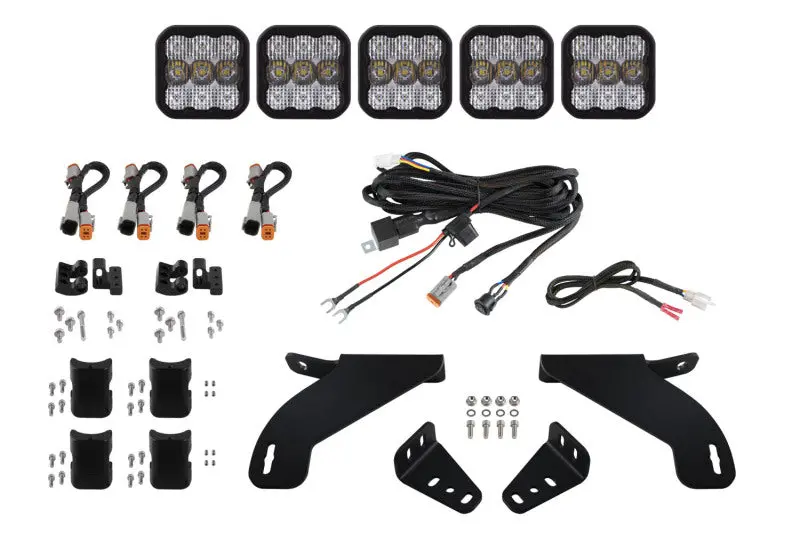 Diode Dynamics 21-22 Ford F-150 Ss5 Grille Crosslink Lightbar Kit - Sport - White Combo 1