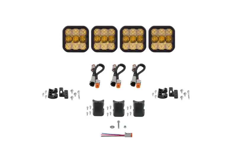 Diode Dynamics Ss5 Sport Universal Crosslink 4-Pod Lightbar - Yellow Combo 1