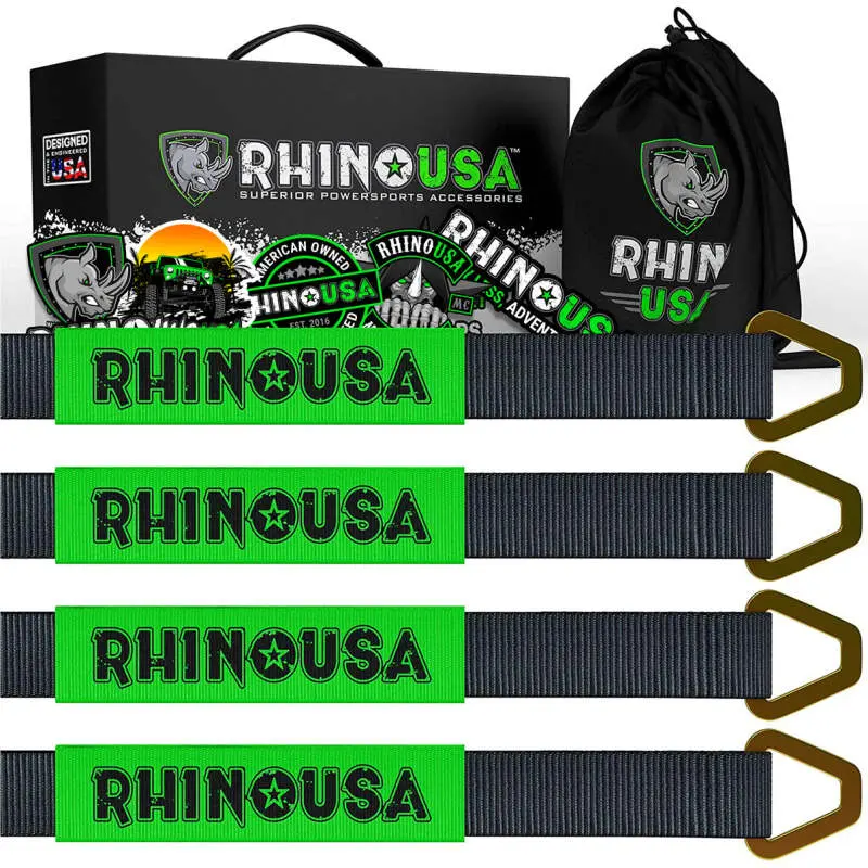 Rhino Usa Axle Tie Down Straps (4-Pack) 2In X 38In - Black 1