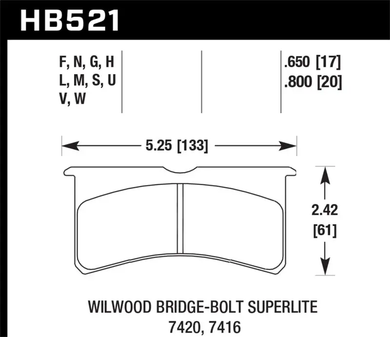 Hawk Wilwood Bb-Sl 7421 Hps 5.0 High-Performance Brake Pads 1