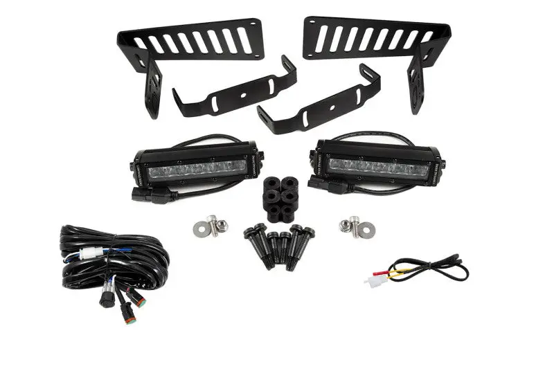 Diode Dynamics 18-21 Jeep Jl Wrangler/Gladiator Ss6 Cowl Led Bracket Kit - White Driving 1